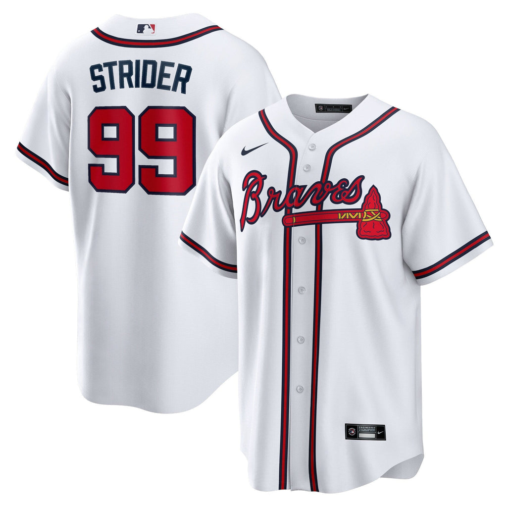 Atlanta Braves Spencer Strider White Replica Player Jersey product image 1, provided for visual reference and product detail
