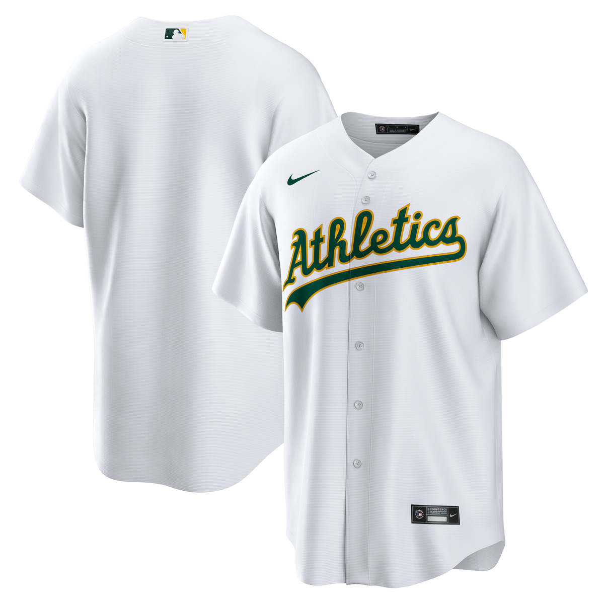 Athletics White Home Big & Tall Replica Jersey product image 2, provided for visual reference and product detail review