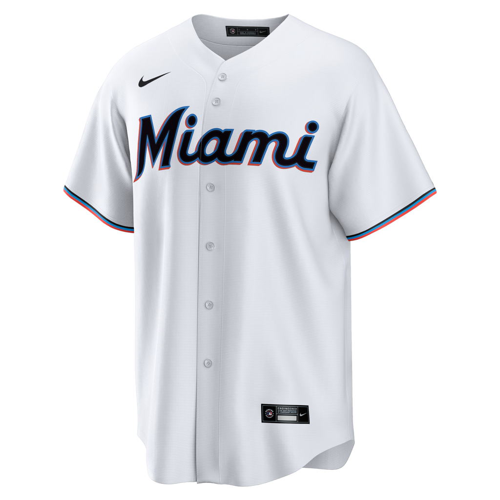 Miami Marlins White Home Big & Tall Replica Jersey product image 3, provided for visual reference and product detail review