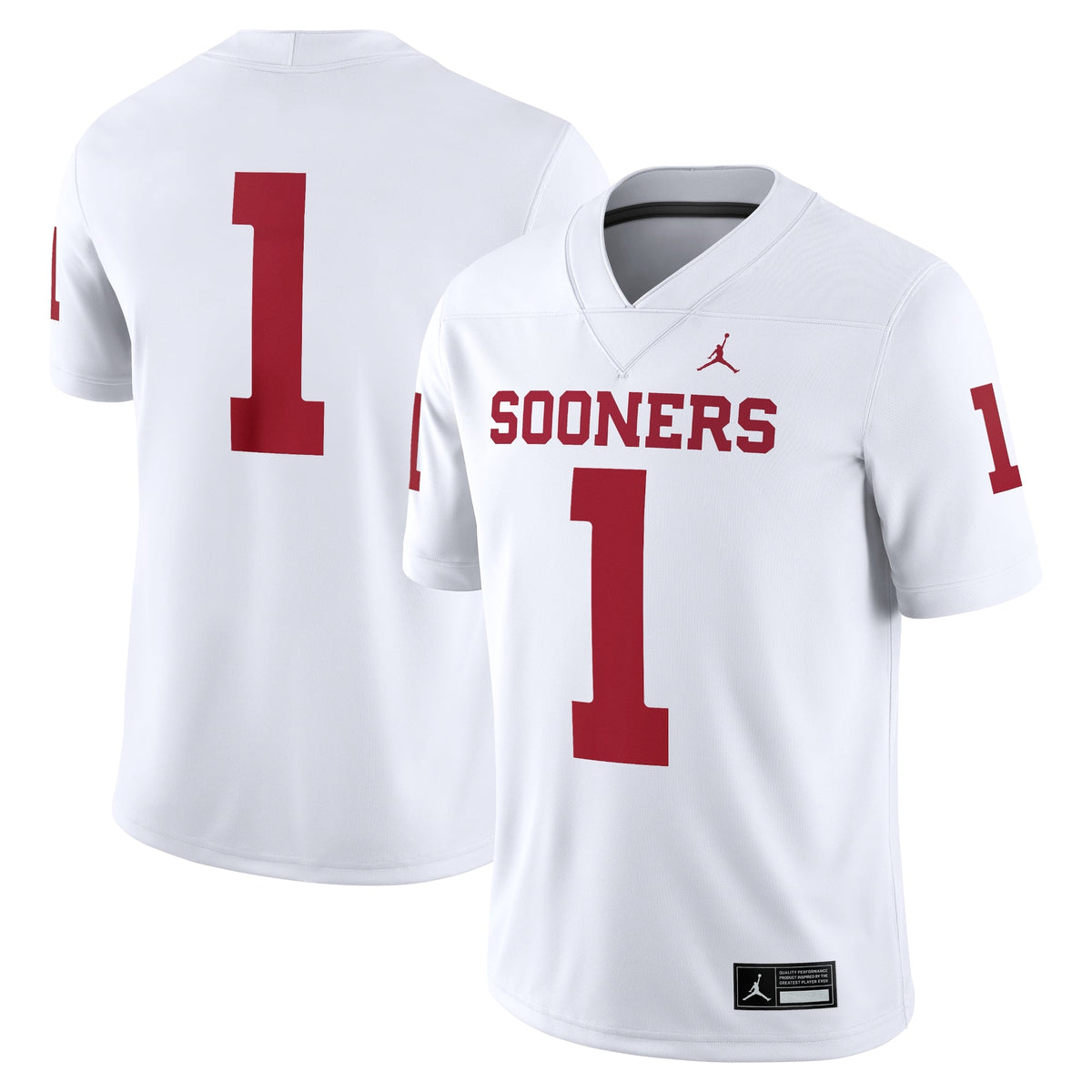 #1 Oklahoma Sooners Game Jersey - White product image 1, provided for visual reference and product detail review