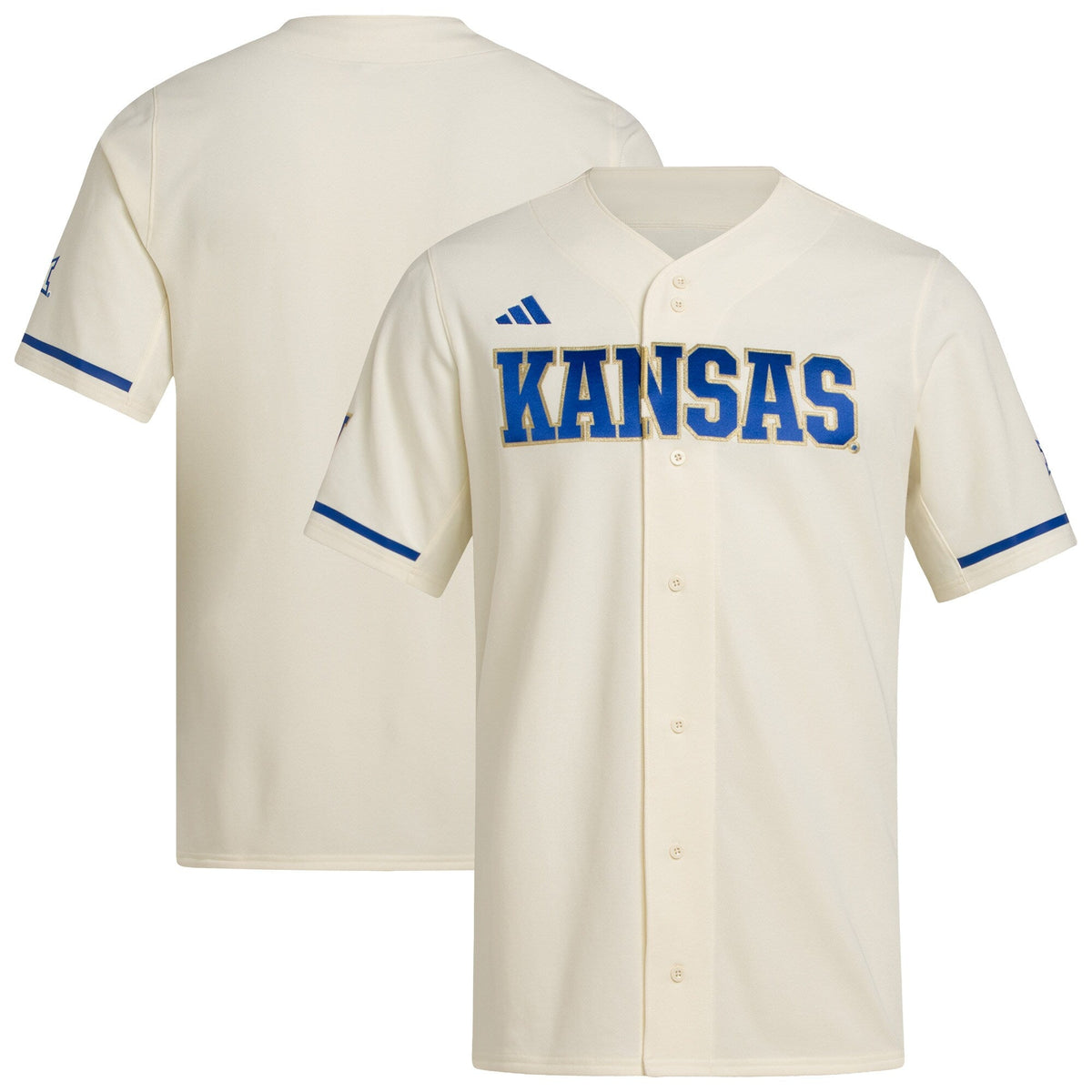 Kansas Jayhawks Replica Baseball Jersey - Cream product image 2, provided for visual reference and product detail review