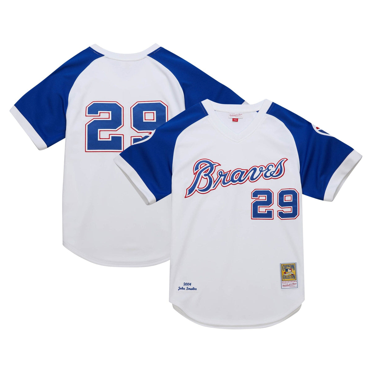 Atlanta Braves John Smoltz White 2004 Cooperstown Collection Authentic Throwback Jersey product image 1, provided for visual