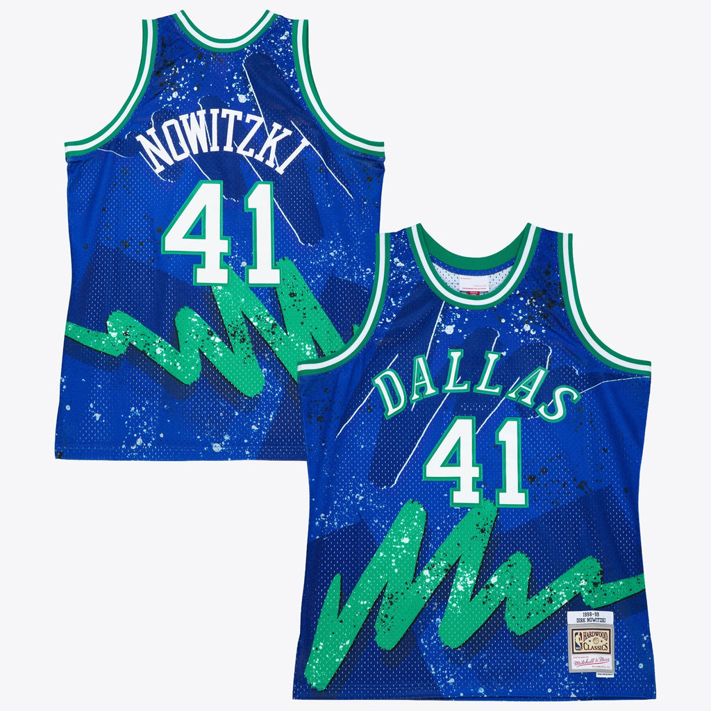 Dallas Mavericks Dirk Nowitzki 1998 Hyper Hoops Swingman Jersey - Blue product image 2, provided for visual reference and