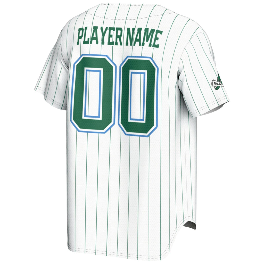 Tulane Green Wave NIL Pick-A-Player Lightweight Baseball Jersey - White product image 4, provided for visual reference and