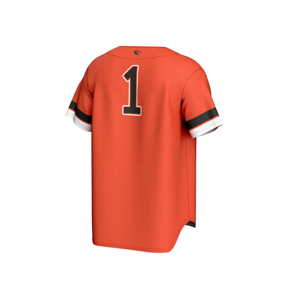 #1 Oregon State Beavers Collegiate Baseball Fashion Jersey - Orange product image 4, provided for visual reference and