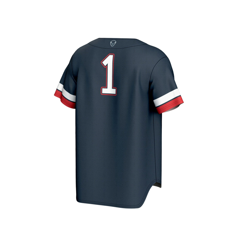 #1 Howard Bison Collegiate Baseball Fashion Jersey - Navy product image 4, provided for visual reference and product detail