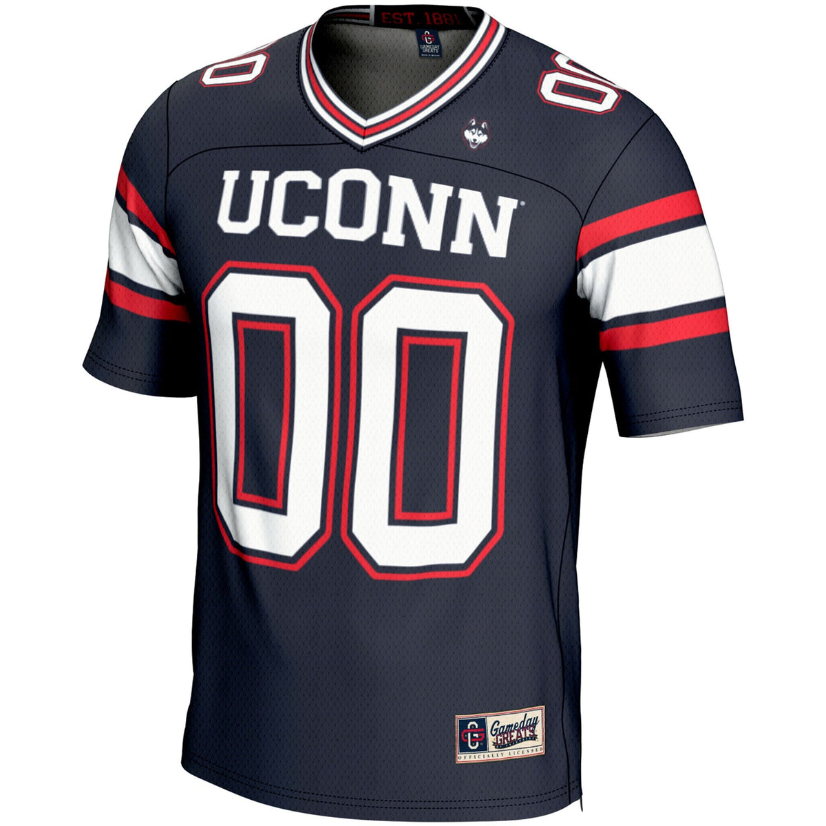 UConn Huskies NIL Pick-A-Player Football Jersey - Navy product image 3, provided for visual reference and product detail