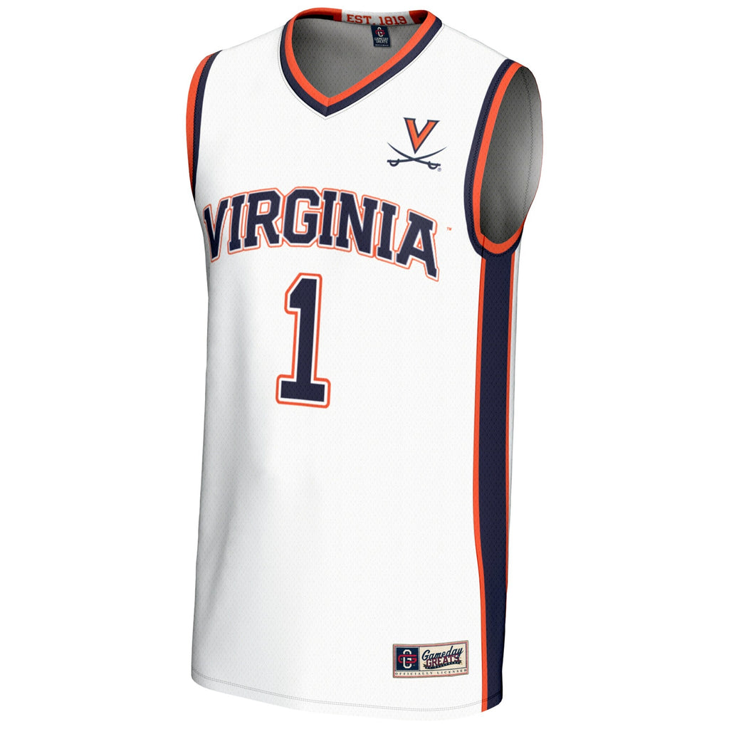 Male #1 White Virginia Cavaliers Lightweight Basketball Jersey product image 3, provided for visual reference and product