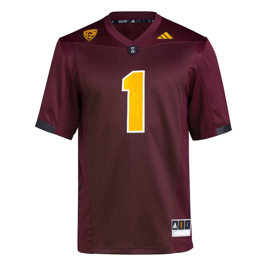 #1 Arizona State Sun Devils Premier Football Jersey - Maroon product image 3, provided for visual reference and product