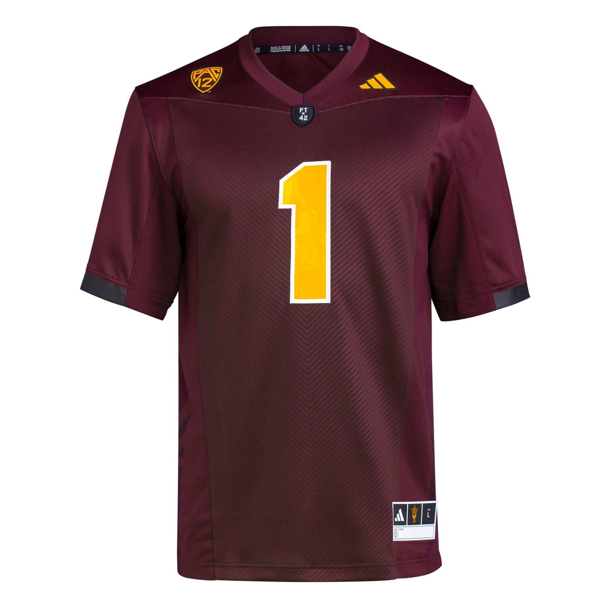 #1 Arizona State Sun Devils Premier Football Jersey - Maroon product image 3, provided for visual reference and product