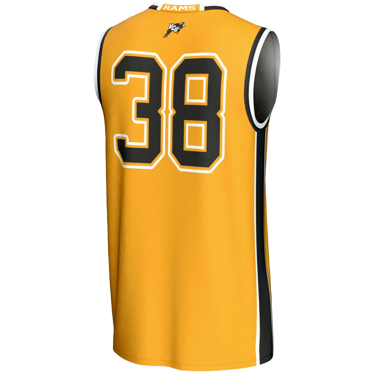 #38 VCU Rams Lightweight Basketball Jersey - Gold product image 4, provided for visual reference and product detail review