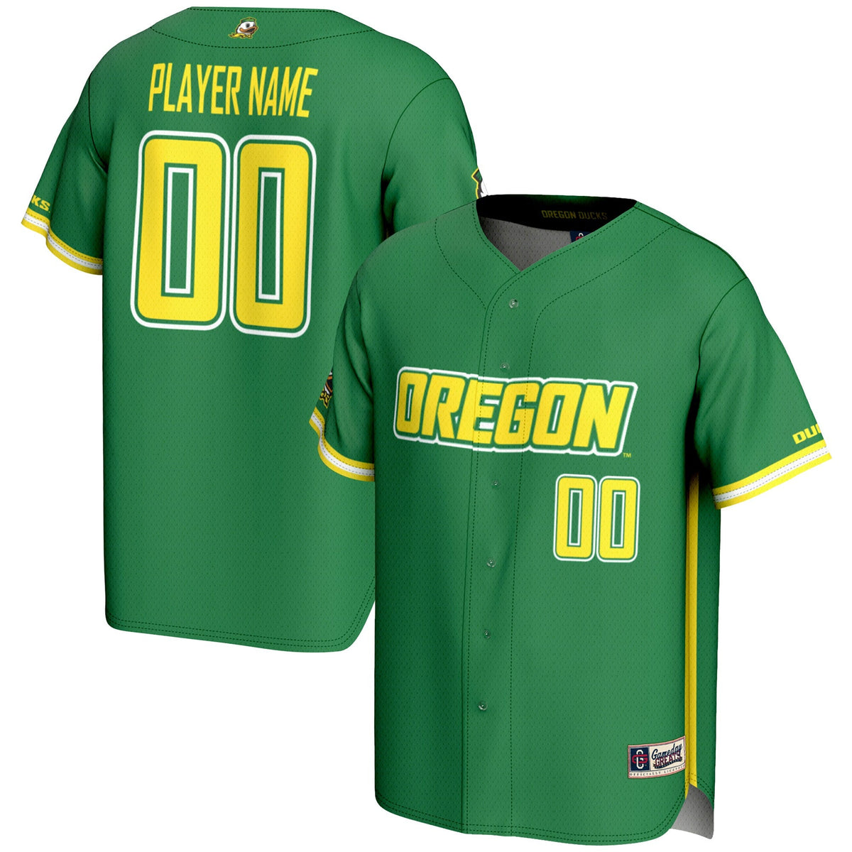 Oregon Ducks NIL Pick-A-Player Lightweight Baseball Jersey - Green product image 2, provided for visual reference and