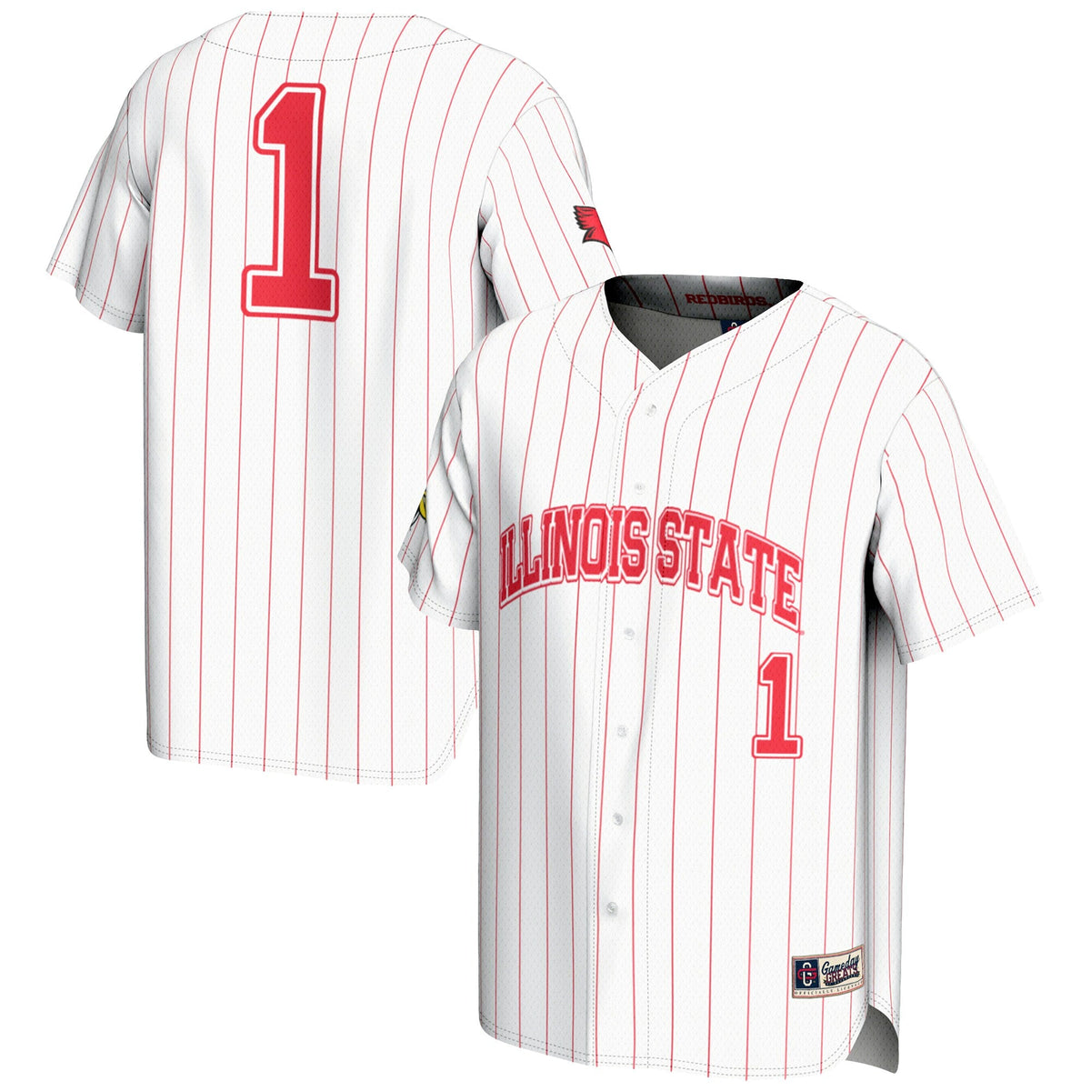 #1 Illinois State Redbirds Lightweight Baseball Jersey - White product image 1, provided for visual reference and product