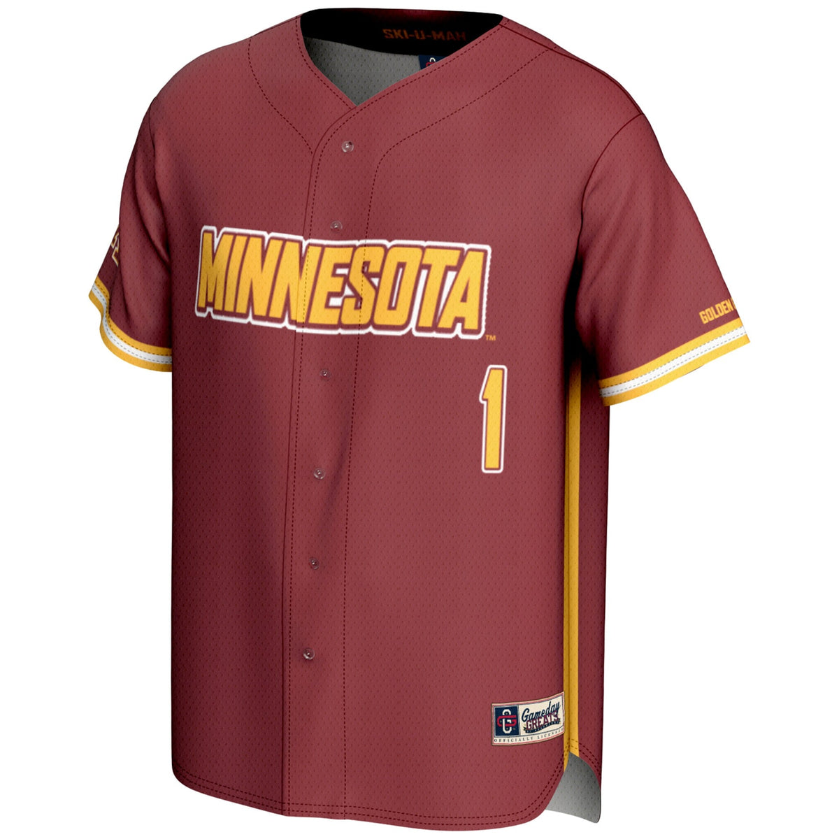 #1 Minnesota Golden Gophers Lightweight Baseball Jersey - Maroon product image 3, provided for visual reference and product