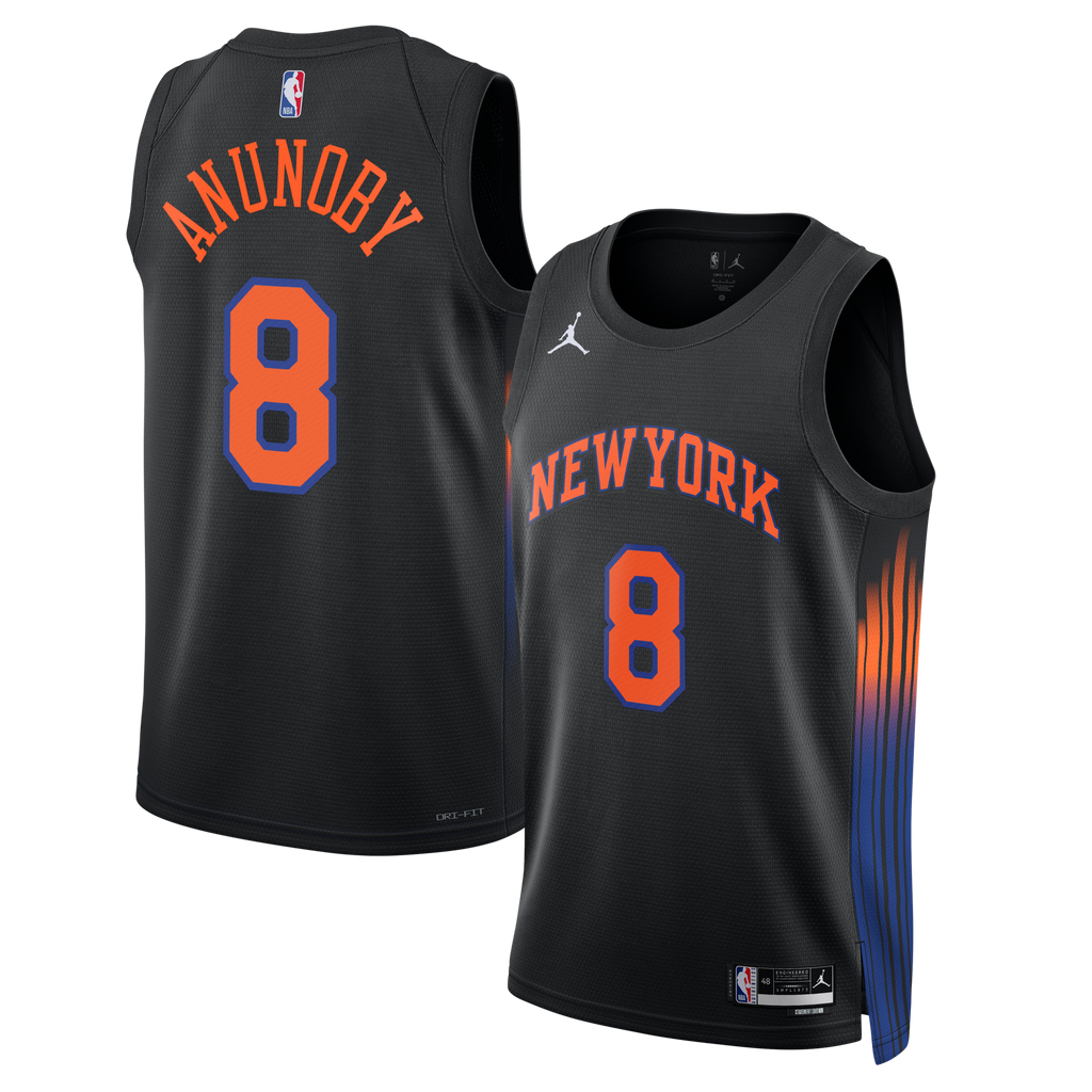New York Knicks Statement Edition Jersey - Black - OG Anunoby product image 1, provided for visual reference and product