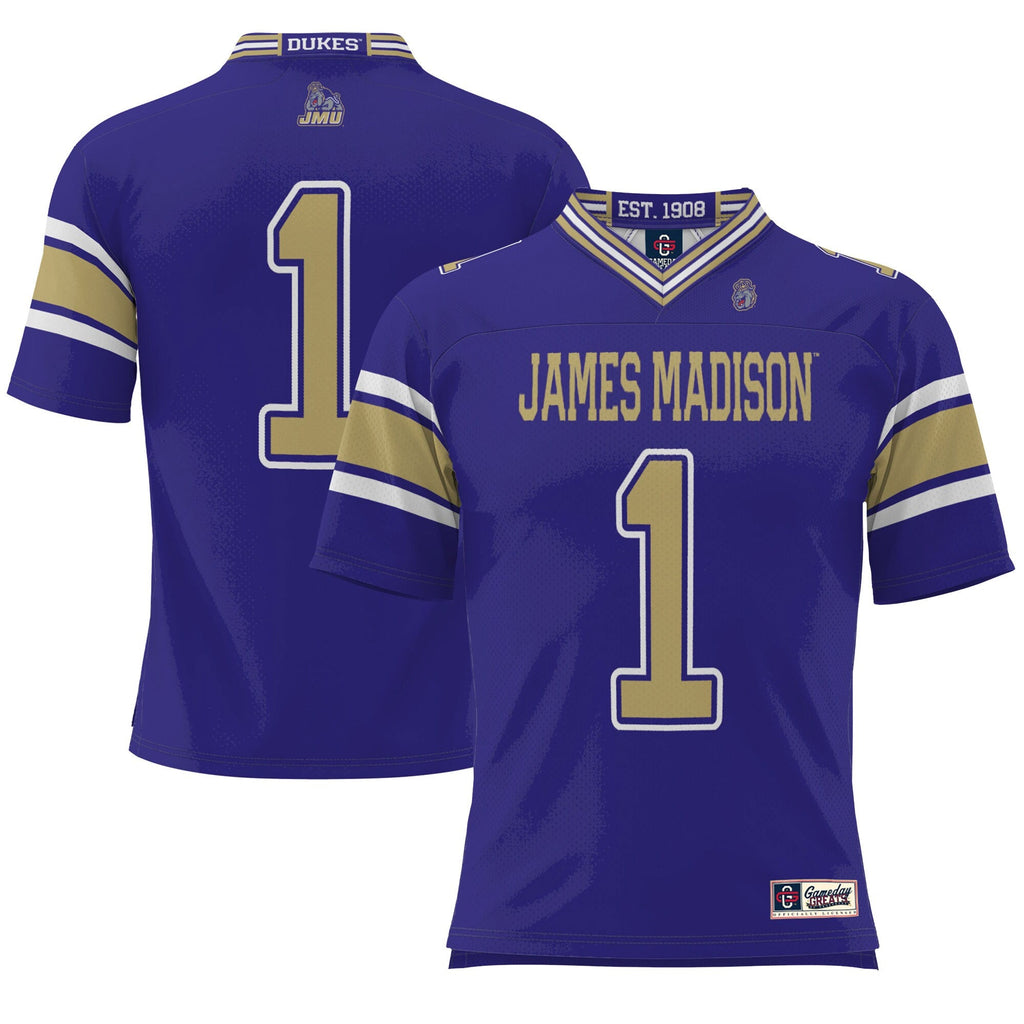 #1 James Madison Dukes Endzone Football Jersey - Purple product image 2, provided for visual reference and product detail