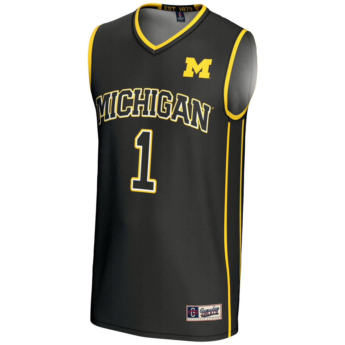 #1 Michigan Wolverines Lightweight Basketball Jersey - Black product image 3, provided for visual reference and product