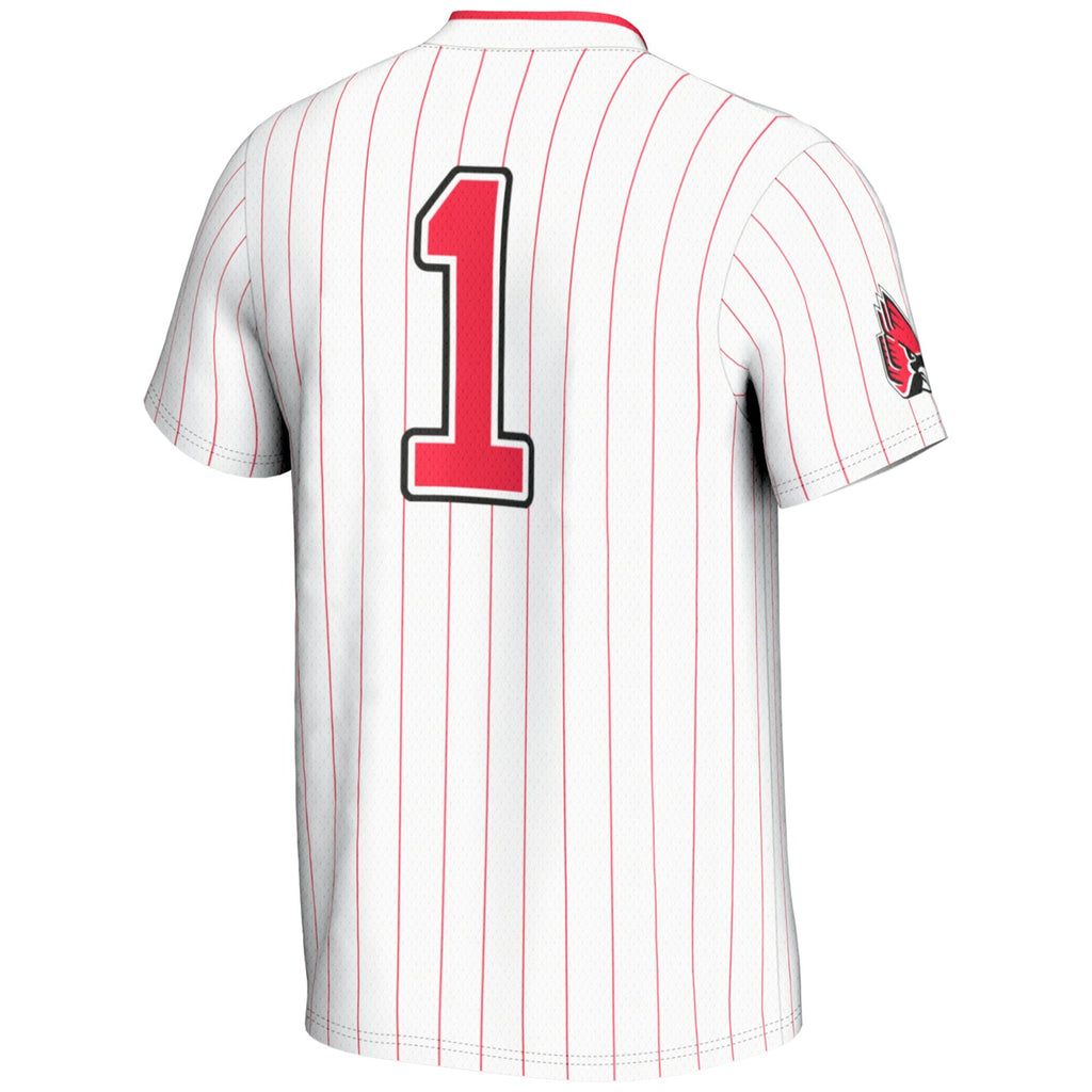 #1 Ball State Cardinals Lightweight Softball Jersey - White product image 4, provided for visual reference and product
