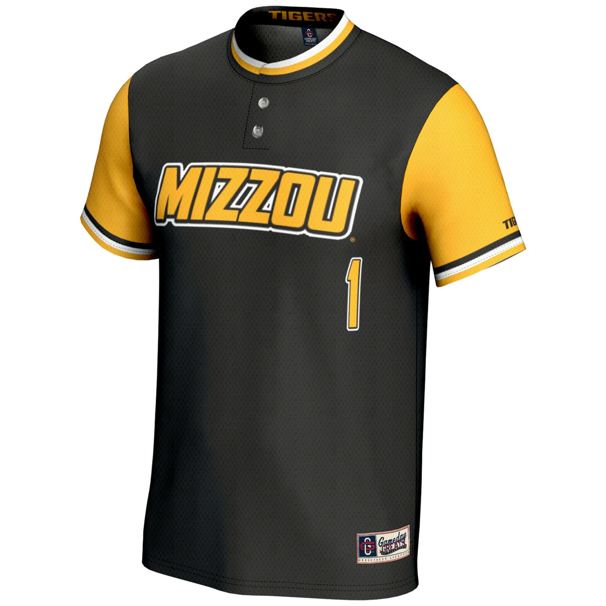 #1 Missouri Tigers Lightweight Softball Jersey - Black product image 3, provided for visual reference and product detail