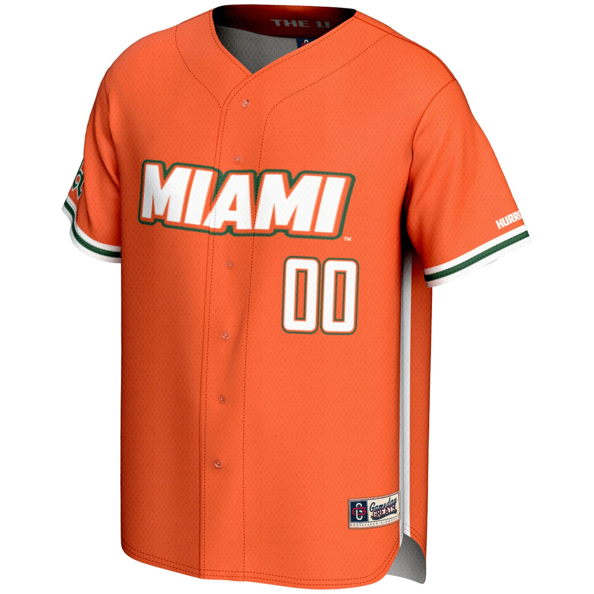 Miami Hurricanes NIL Pick-A-Player Lightweight Baseball Jersey - Orange product image 3, provided for visual reference and