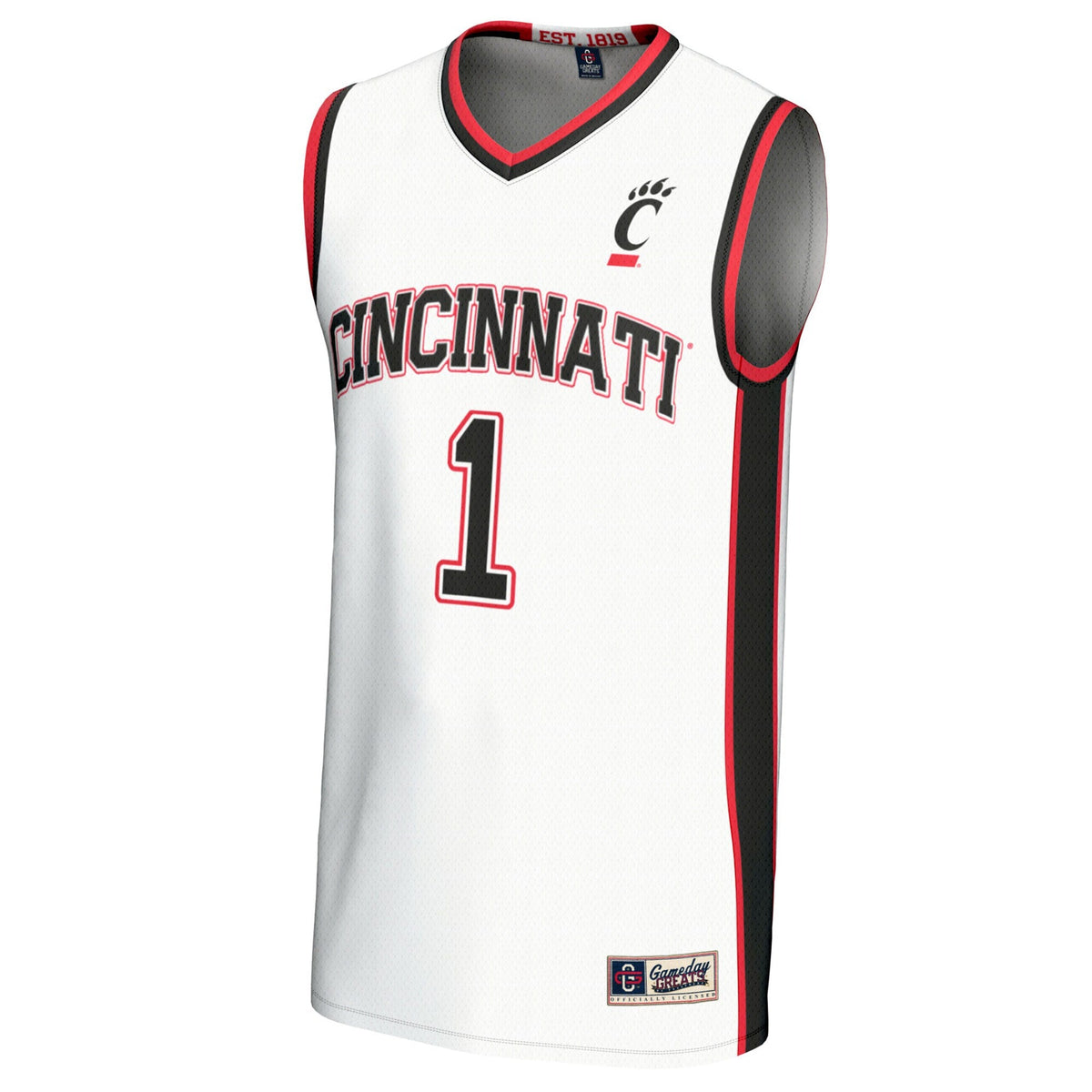#1 Cincinnati Bearcats Lightweight Basketball Fashion Jersey - White product image 3, provided for visual reference and