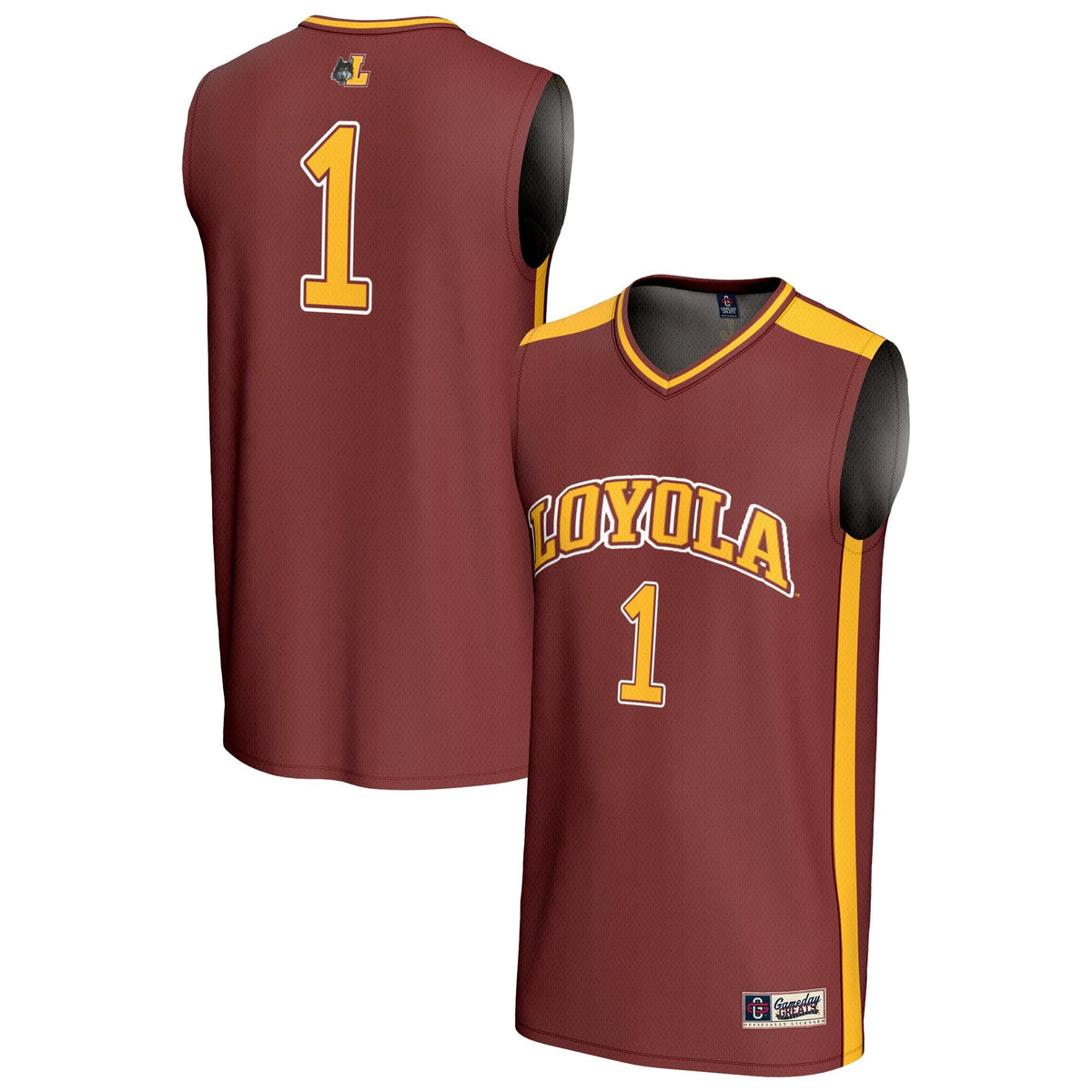 #1 Loyola Chicago Ramblers Lightweight Basketball Fashion Jersey - Maroon product image 1, provided for visual reference and