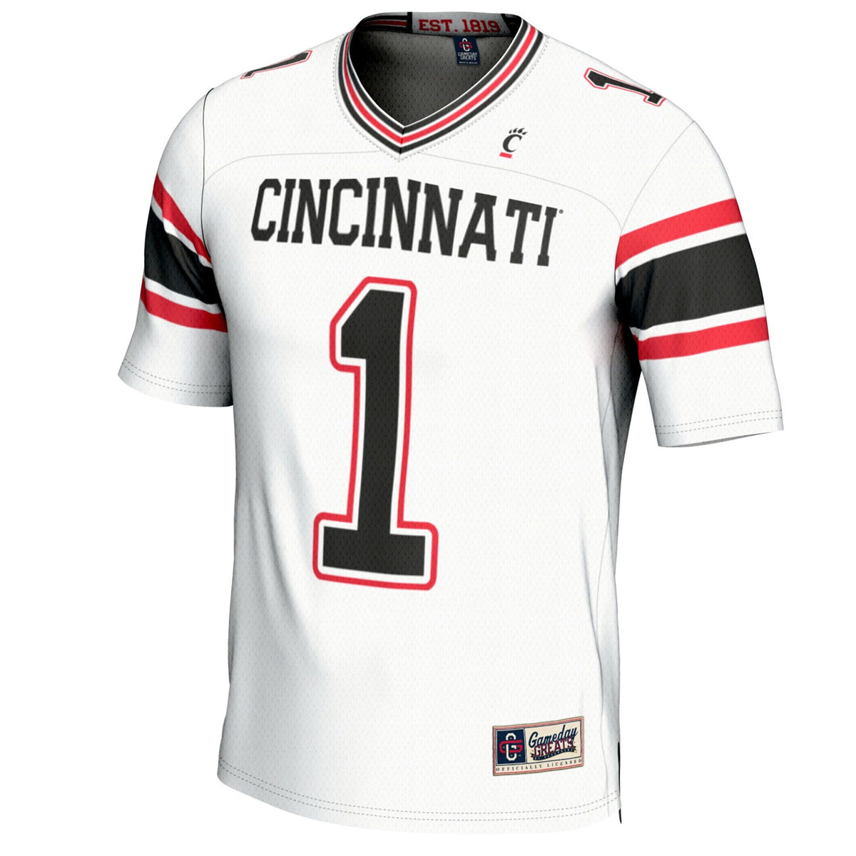 #1 Cincinnati Bearcats Lightweight Football Fashion Jersey - White product image 3, provided for visual reference and