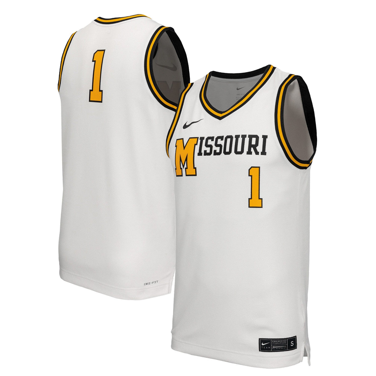 Missouri Tigers Retro Replica Basketball Jersey - White product image 2, provided for visual reference and product detail