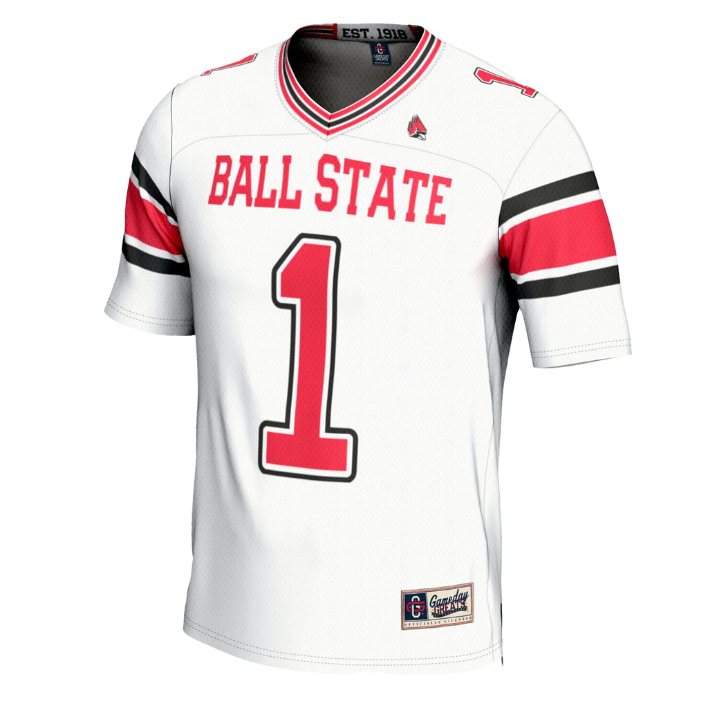 #1 Ball State Cardinals Football Jersey - White product image 3, provided for visual reference and product detail review