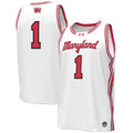 #1 Maryland Terrapins Throwback Replica Basketball Jersey - White product image 1, provided for visual reference and product
