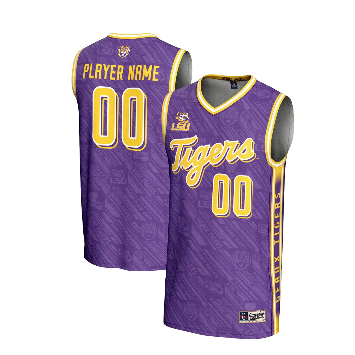 LSU Tigers NIL Pick-A-Player Basketball Highlight Print Lightweight Jersey - Purple product image 1, provided for visual