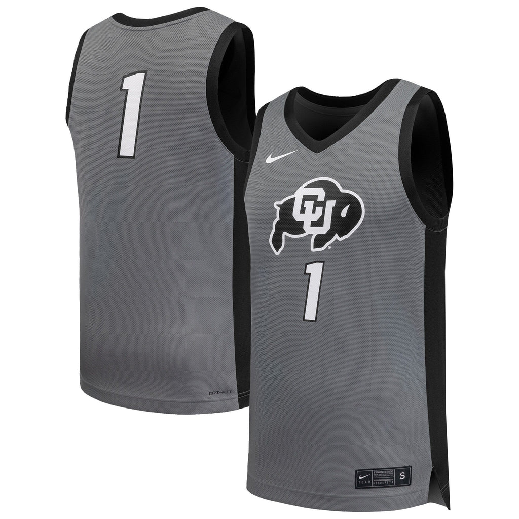 #1 Gray Colorado Buffaloes Replica Basketball Jersey product image 1, provided for visual reference and product detail review