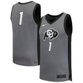 #1 Gray Colorado Buffaloes Replica Basketball Jersey product image 1, provided for visual reference and product detail review
