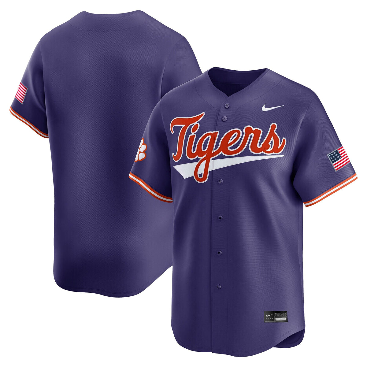Purple Clemson Tigers Baseball Limited Jersey product image 2, provided for visual reference and product detail review