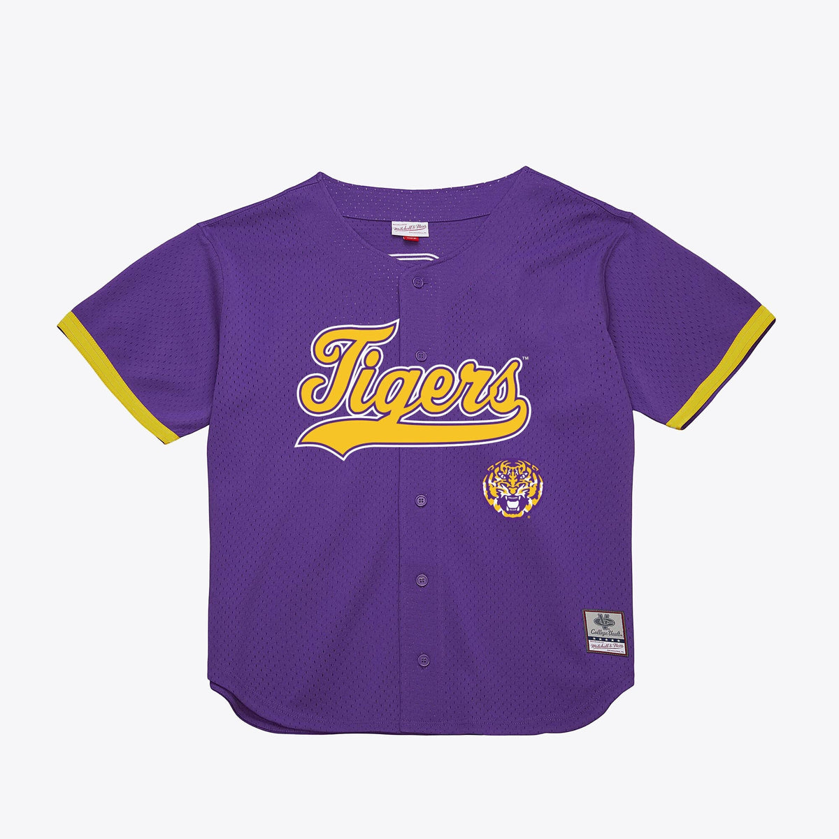 LSU Tigers Mesh Button-Up Batting Practice Baseball Jersey - Purple product image 2, provided for visual reference and