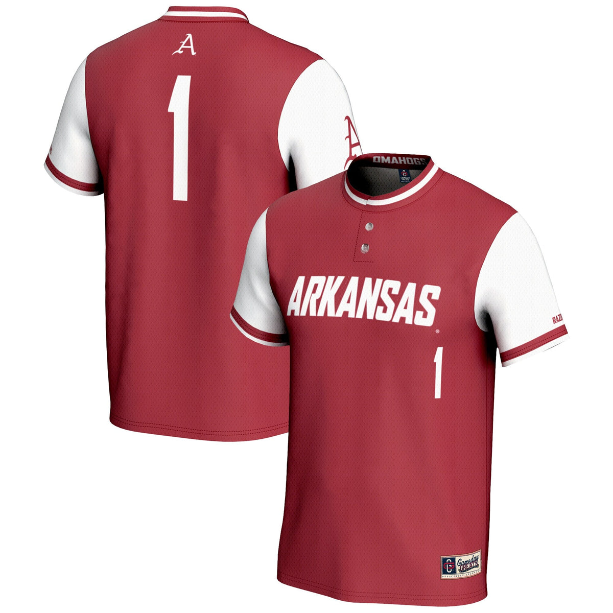 #1 Arkansas Razorbacks Lightweight Softball Jersey - Cardinal product image 1, provided for visual reference and product