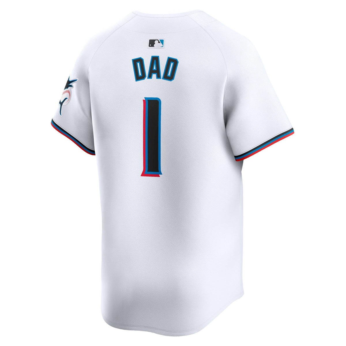 Miami Marlins White #1 Dad Home Limited Jersey product image 4, provided for visual reference and product detail review