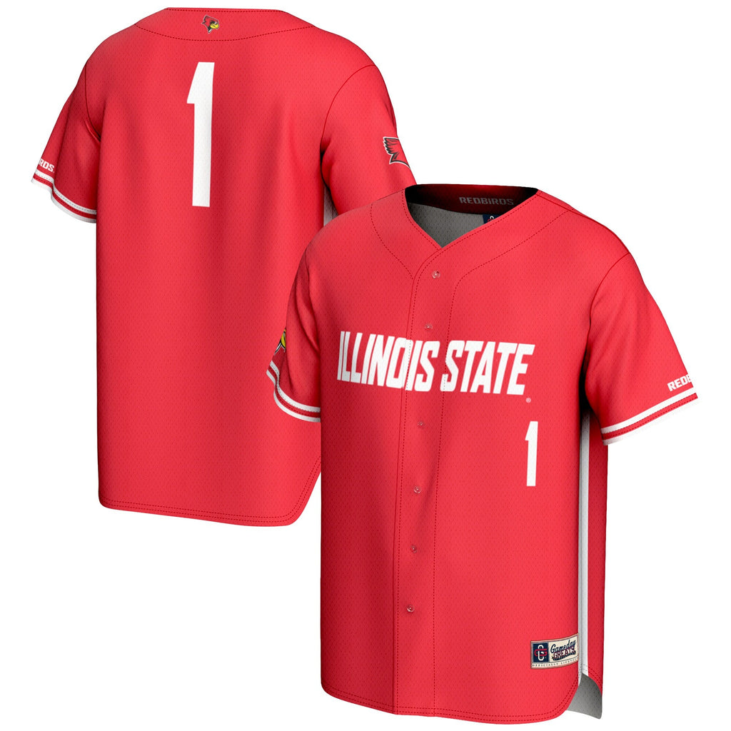 #1 Illinois State Redbirds Lightweight Baseball Jersey - Red product image 2, provided for visual reference and product