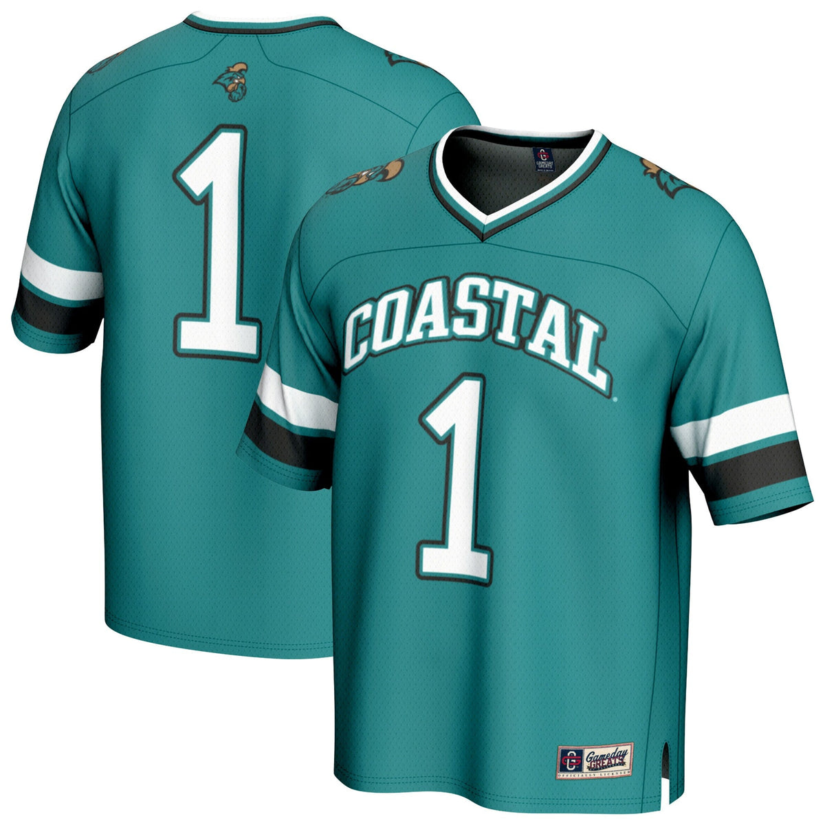 #1 Coastal Carolina Chanticleers Lightweight Collegiate Football Fashion Jersey - Teal product image 2, provided for visual