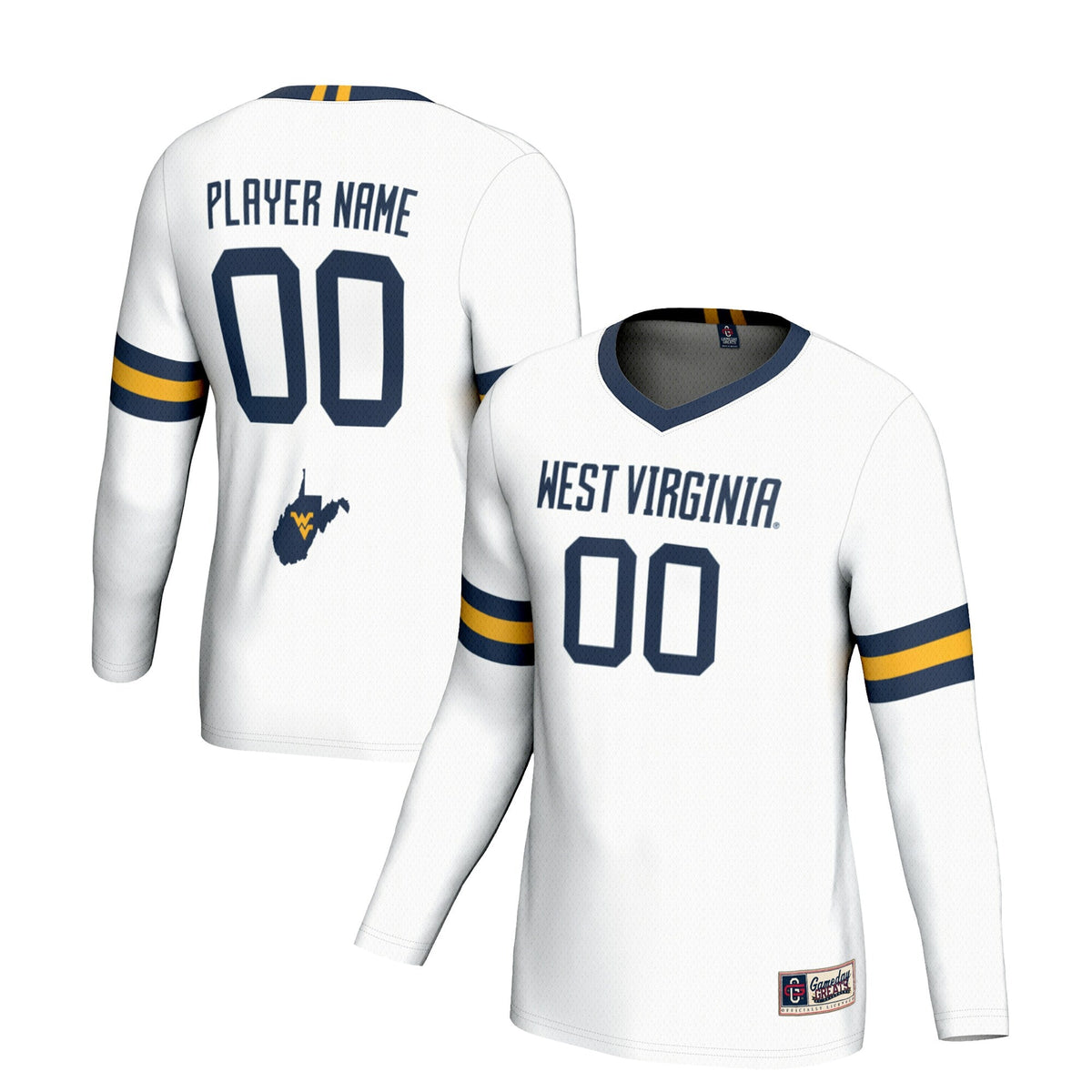 West Virginia Mountaineers NIL Pick-A-Player Lightweight Volleyball Jersey - White product image 1, provided for visual