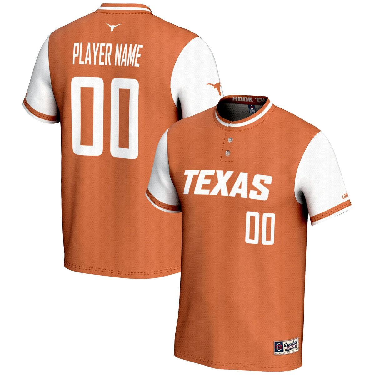 Texas Longhorns NIL Pick-A-Player Lightweight Softball Jersey - Burnt Orange product image 2, provided for visual reference