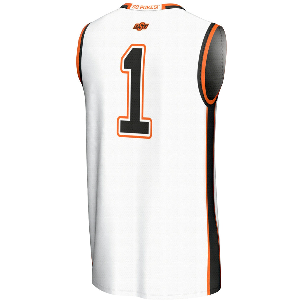 #1 Oklahoma State Cowboys Lightweight Basketball Jersey - White product image 4, provided for visual reference and product