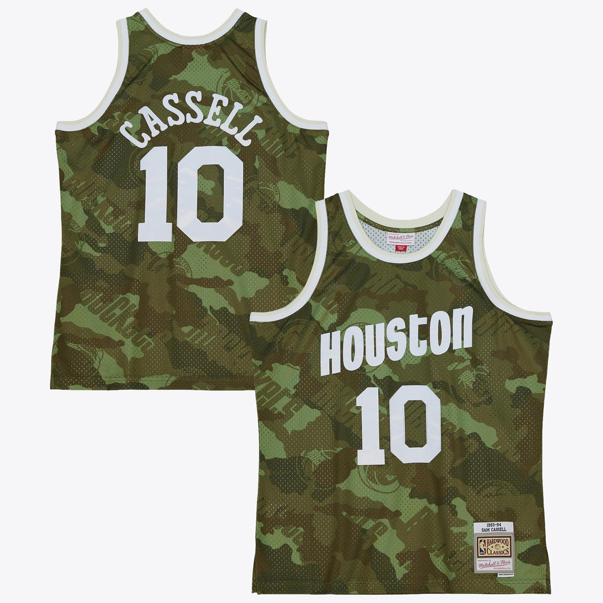 Houston Rockets Sam Cassell 1993 Ghost Camo Swingman Jersey - Green product image 2, provided for visual reference and