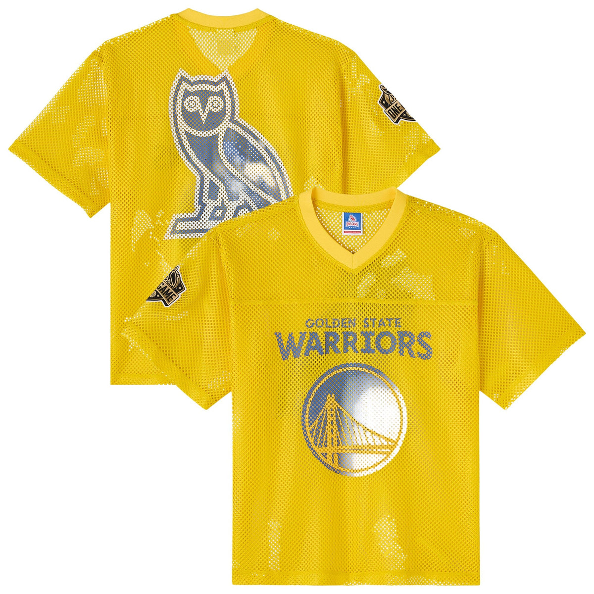 Golden State Warriors X OVO Mesh Football Jersey product image 2, provided for visual reference and product detail review
