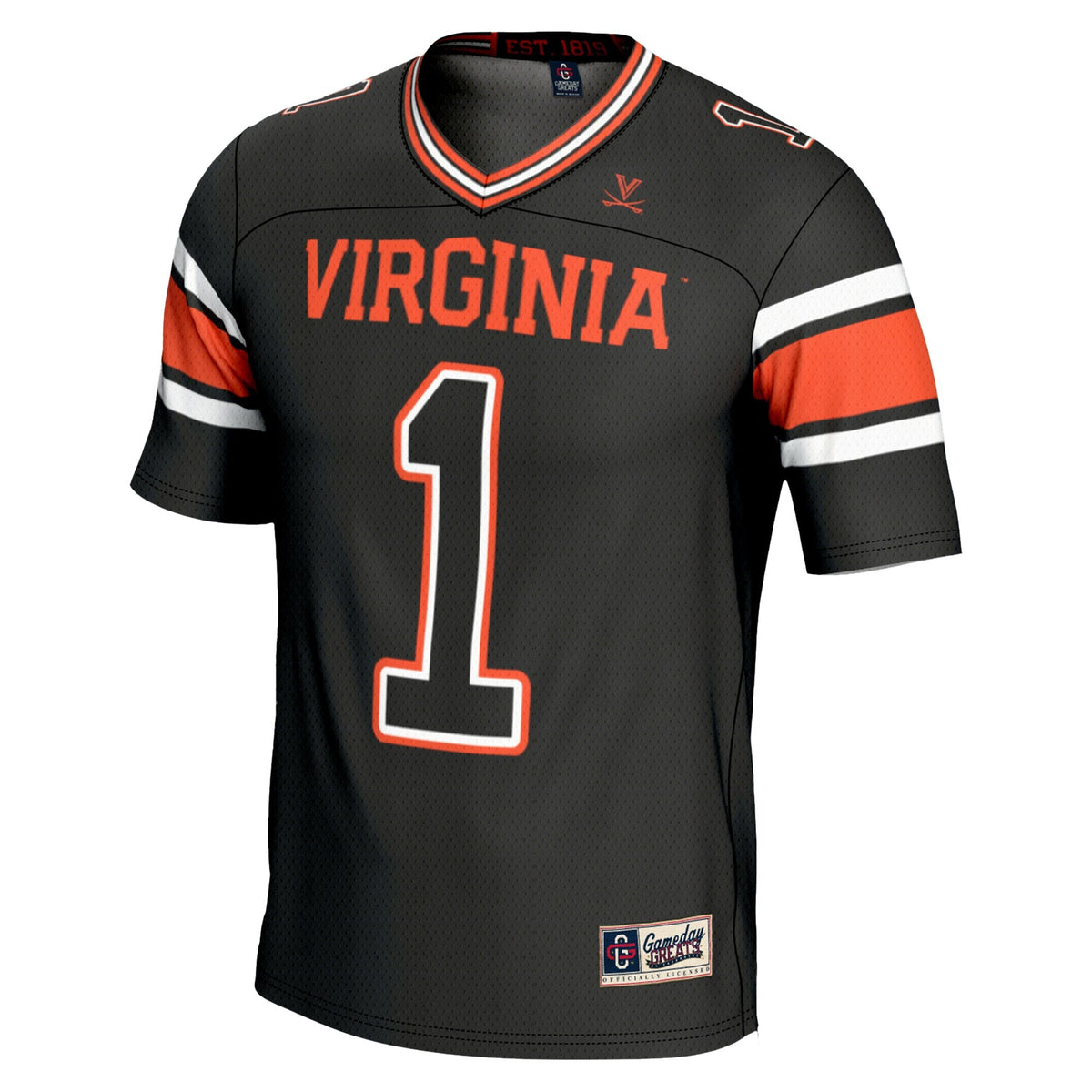 #1 Virginia Cavaliers Endzone Football Jersey - Black product image 3, provided for visual reference and product detail