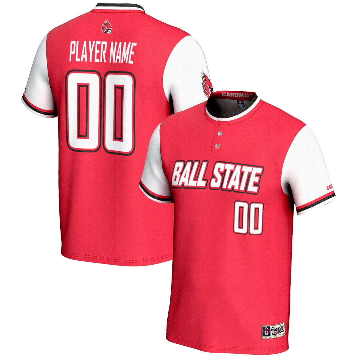 Ball State Cardinals NIL Pick-A-Player Lightweight Softball Jersey - Red product image 2, provided for visual reference and
