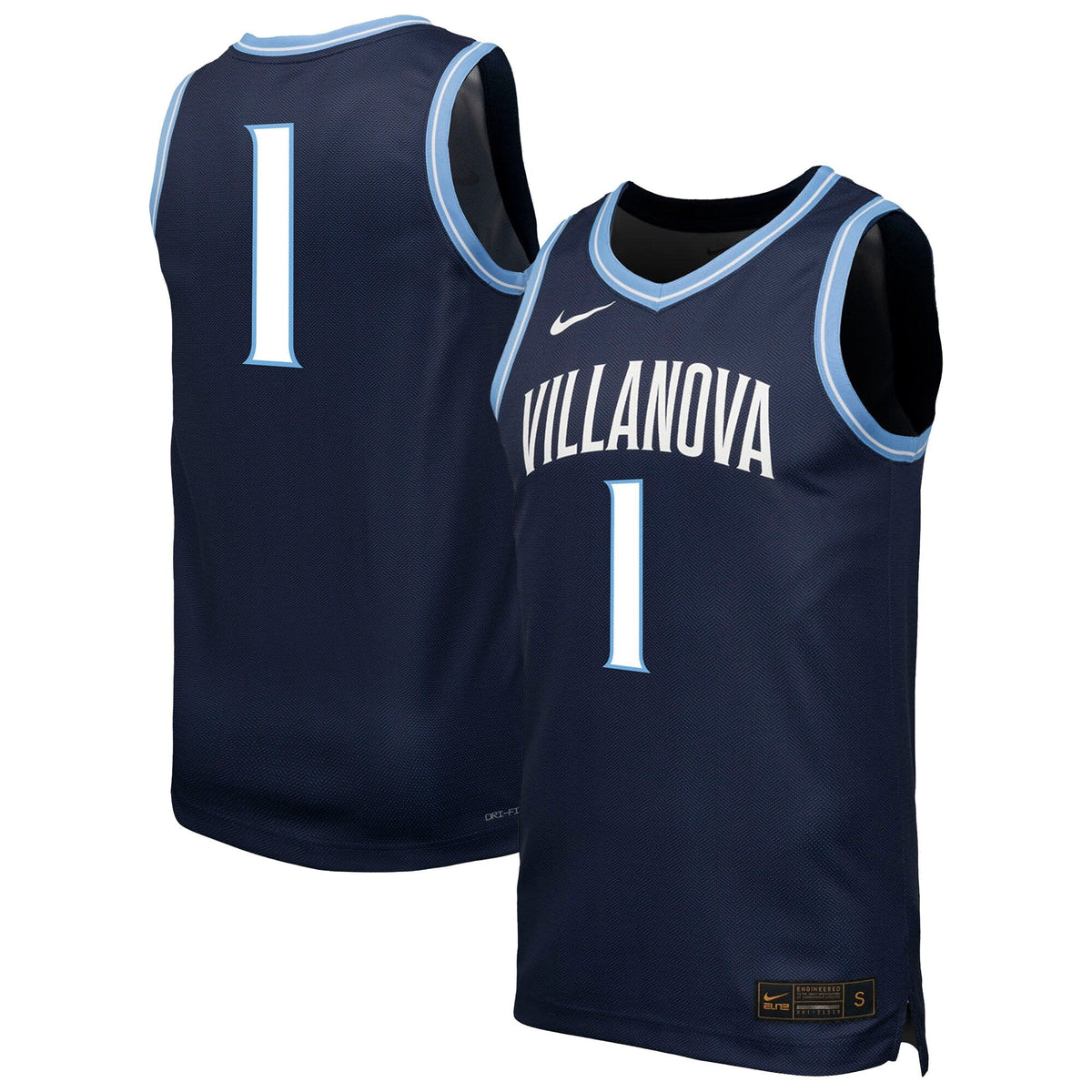 Villanova Wildcats #1 Replica Basketball Jersey - Navy product image 2, provided for visual reference and product detail