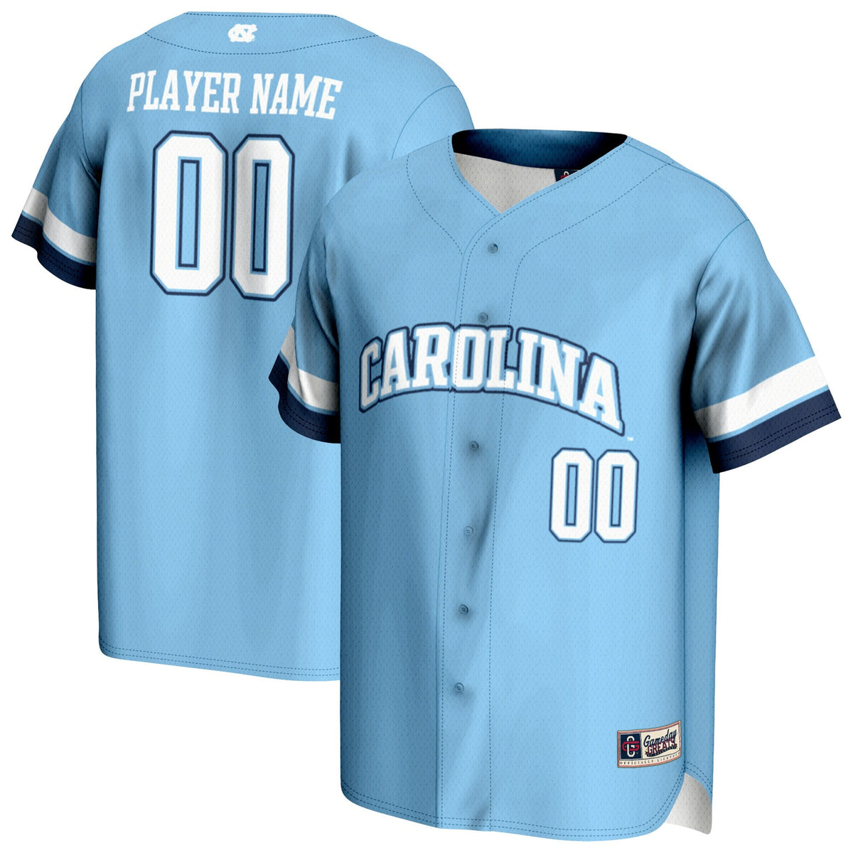 North Carolina Tar Heels NIL Pick-A-Player Lightweight Baseball Jersey - Carolina Blue product image 2, provided for visual