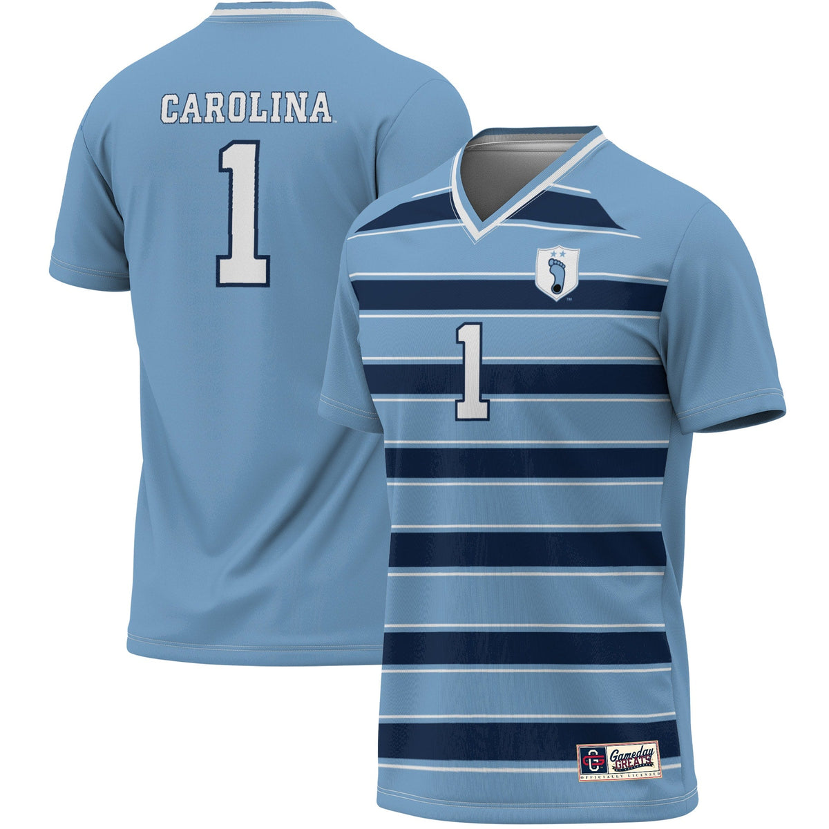 #1 North Carolina Tar Heels Lightweight Soccer Fashion Jersey - Carolina Blue/Navy product image 2, provided for visual