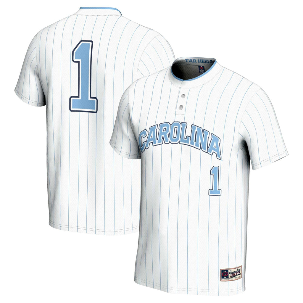 #1 North Carolina Tar Heels Lightweight Softball Jersey - White product image 2, provided for visual reference and product